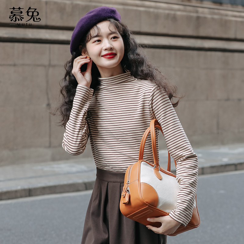 洋气半高领长袖内搭打底衫女