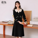 复古灯芯绒连衣裙套装 慕兔假两件上衣半身裙两件套女2025秋季 新款