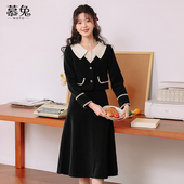 复古灯芯绒连衣裙套装 慕兔假两件上衣半身裙两件套女2026春季 新款