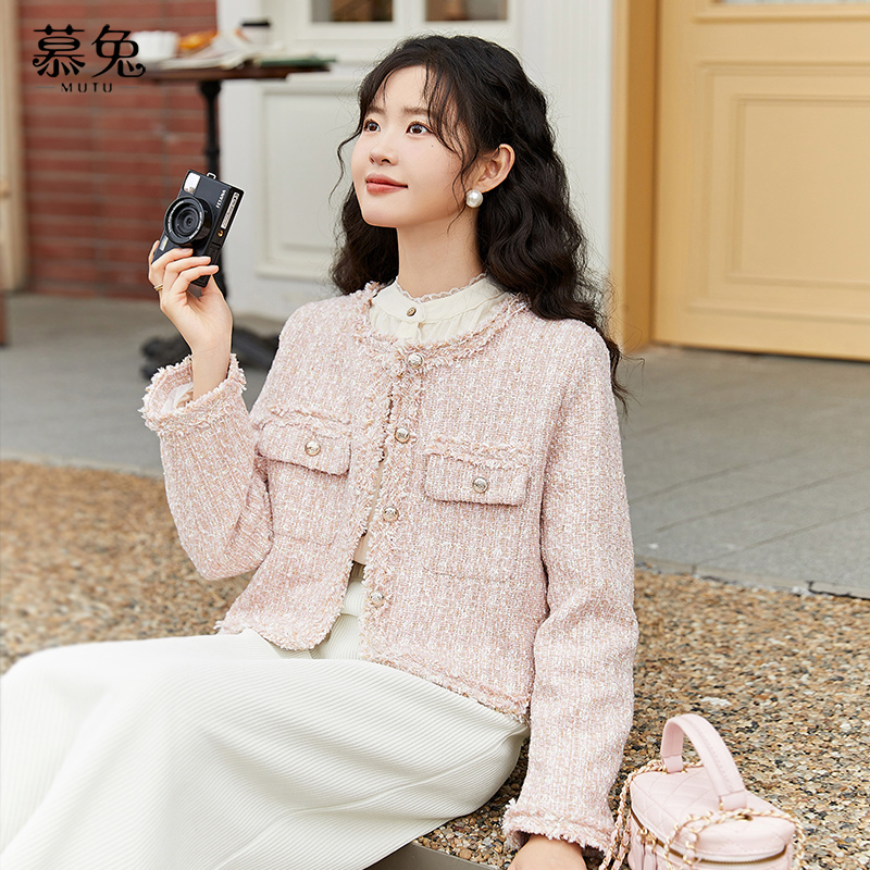 慕兔法式粉色长袖外套