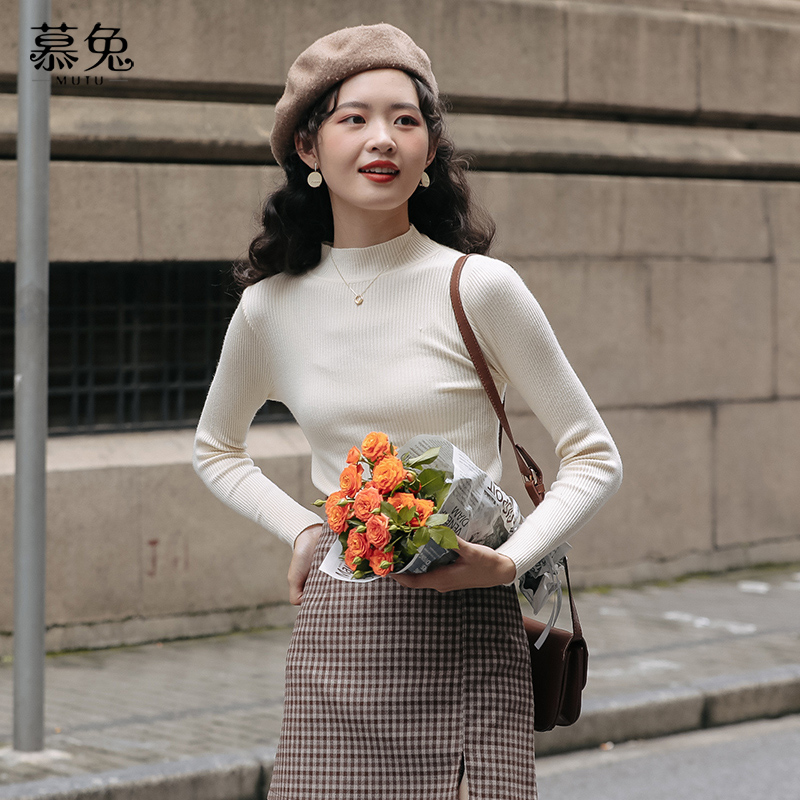 慕兔洋气套头打底针织衫