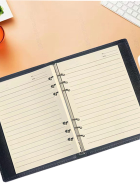 毅力达商务皮质A5活页笔记本6孔活页夹25K学生记事本HD-1602黑色PU皮面本可替换道林纸内芯