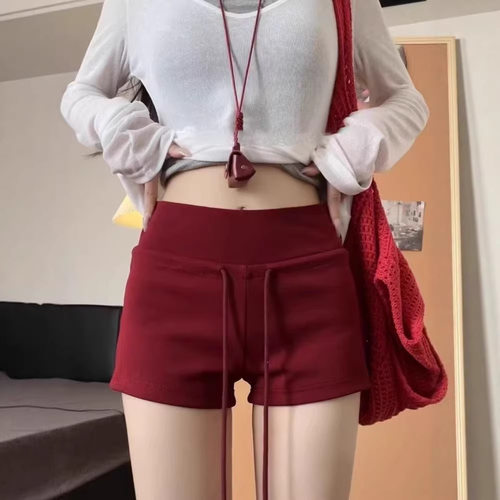 美式低腰红色辣妹包臀宽松修身