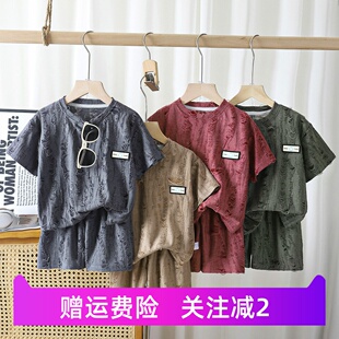 儿童短袖套装夏季新款男童休闲衣服2026宝宝夏款透气洋气童装