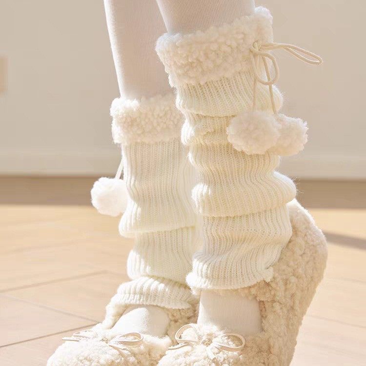 羊羔毛毛球堆堆袜可爱毛绒腿套带毛球袜套秋冬日系中筒袜,模玩/动漫/周边/娃圈三坑/桌游,lolita洛丽塔袜子,淘宝优惠券,粉丝福利购,淘宝优惠卷