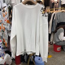 t恤女宽松百搭显瘦气质上衣女 圆领露肩字母长袖 2019早秋新款 爆款
