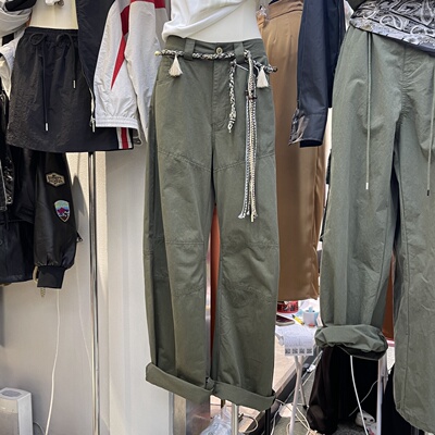 美式军绿色弯刀工装裤