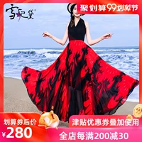 2019 phụ nữ mới voan mùa hè váy vest retro qua đầu gối váy dài váy dài đi biển đi biển - Váy dài đầm maxi đi biển cho người thấp