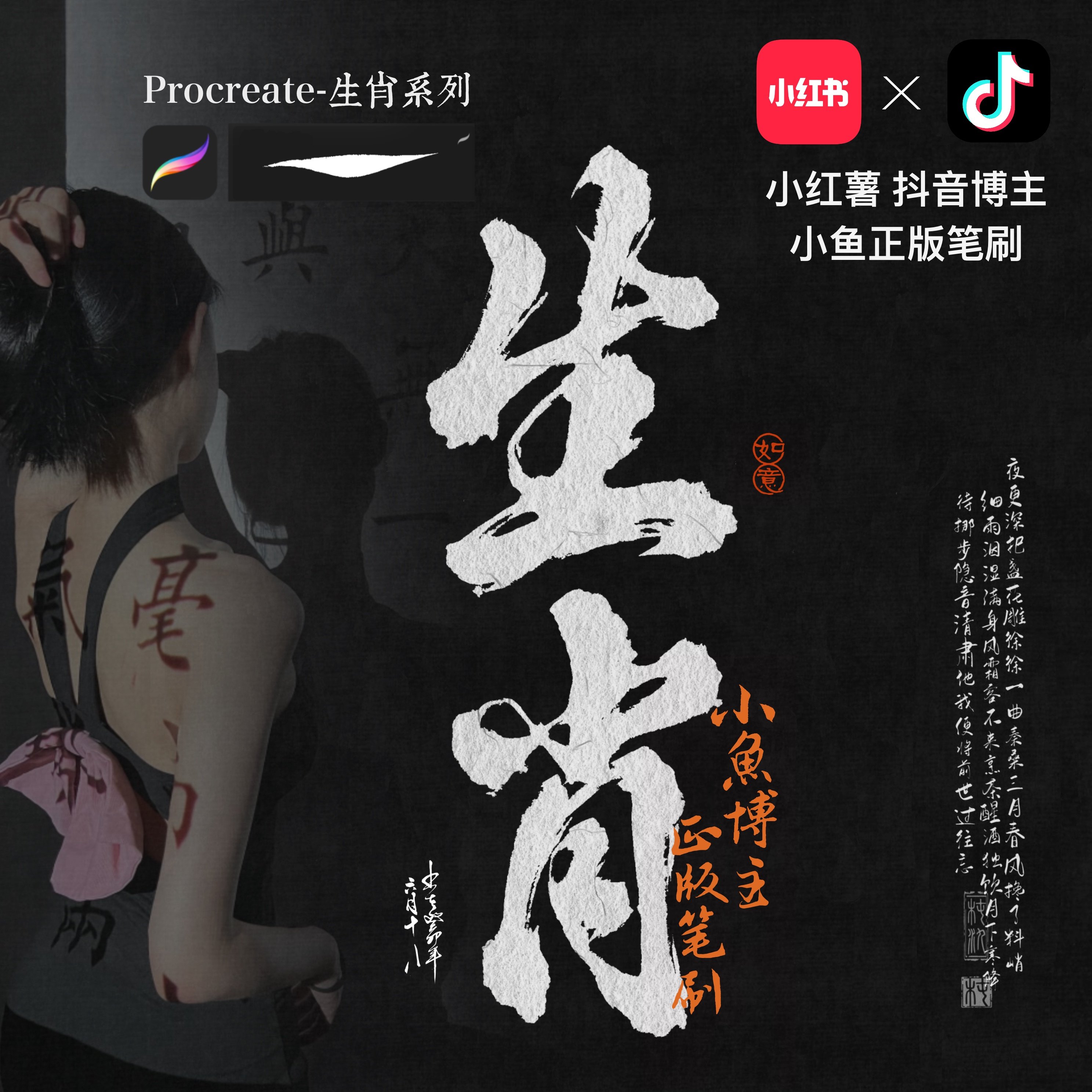 小鱼书法笔刷 生肖系列笔刷 辰龙笔刷 小红书博主全套【包更新】