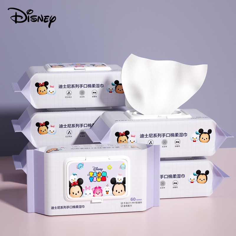 Disney迪士尼手口湿巾60抽X10包新生儿婴童大人家用便携柔软大包