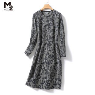 裙子 妈妈胖mm宽松大码 M2女装 连衣裙春秋显瘦减龄长袖