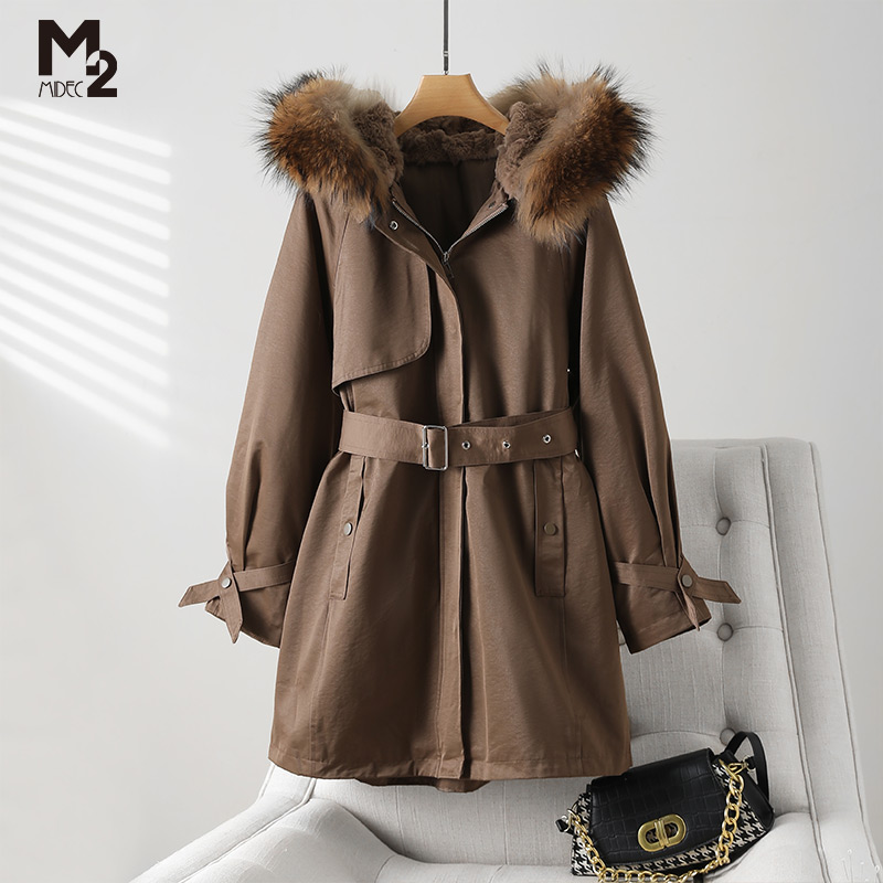 M2品牌女装连帽兔毛派克服