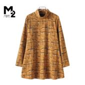 小衫 M2女装 中老年胖妈妈打底卫衣提花长袖 宽松加大码 春秋新款