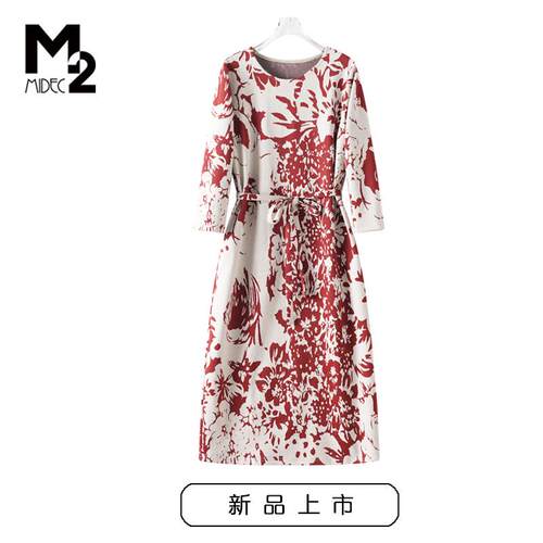 M2专柜女装中年妈妈春秋连衣裙