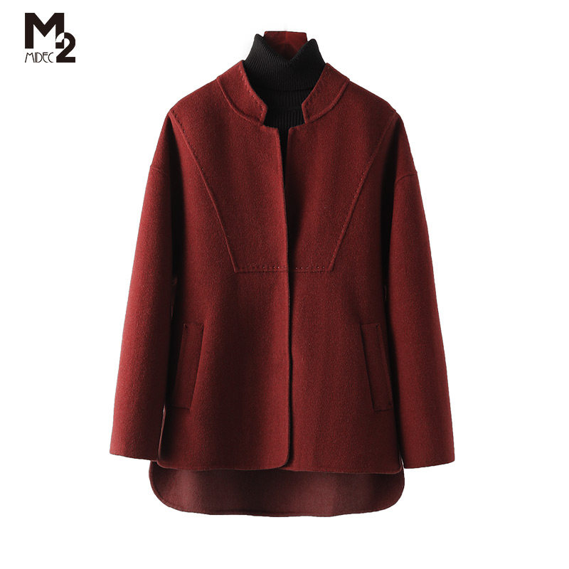 【断码特价】M2女装时尚中年妈妈羊毛呢外套宽松大码双面呢大衣