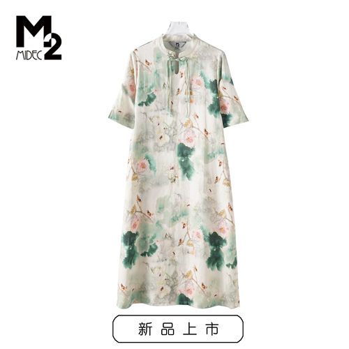 M2女装亚麻休闲连衣裙