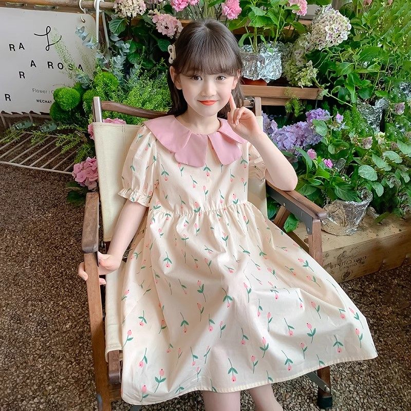 女童公主裙2025新款夏天学院风儿童夏季裙子小女孩夏装碎花连衣裙