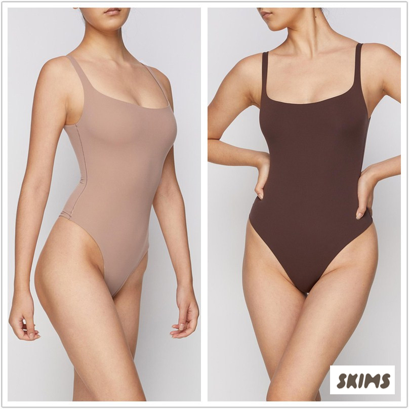 SKIMS金卡戴珊正品无痕塑身衣EVERYBODY棉方领弹力打底紧身连体衣