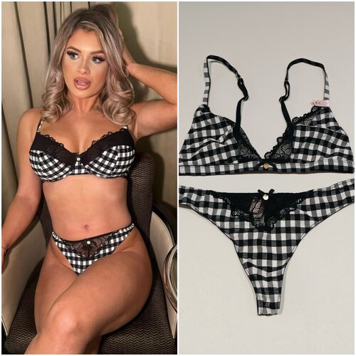 BOUX英单原单正品内衣格纹法式无钢圈三角杯性感超薄无胸垫文胸罩