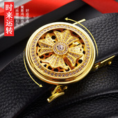 时来运转皮带男士 带潮 真皮牛皮自动扣腰带学生青年百搭商务旋转裤
