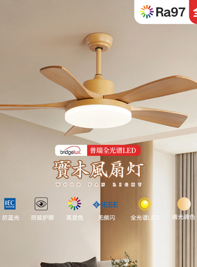北欧风扇灯吊扇灯客厅餐厅卧室静音实木日式护眼智能家用电扇灯
