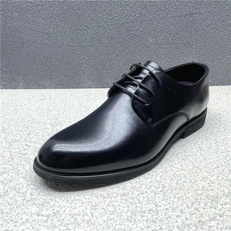 撤柜断码处理2025春新款真皮男鞋圆头系带皮商务正装男皮鞋