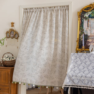 美式乡村氛围感布艺半帘门帘民宿小窗帘隐私免打孔遮光半透阳台