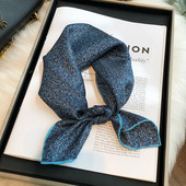 百搭湖蓝色真丝丝巾女2026新款 小方巾春秋100%桑蚕丝斜纹绸小领巾