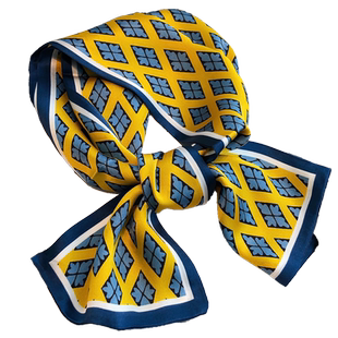 黄蓝色真丝丝巾新款2026爆款100%桑蚕丝小长条发带洋气时尚小领巾