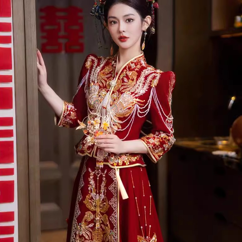 高端中式嫁衣结婚2024新款出阁服