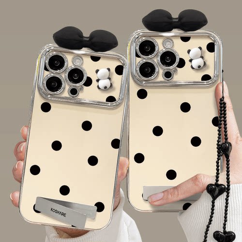 黑波点蝴蝶结适用多型号手机壳