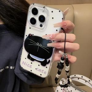 大脸黑猫适用苹 果16PROMAX手机保护壳iphone15/14Pro新款华为mate60pro新款Pura70女荣耀300小米15Reno13/S2