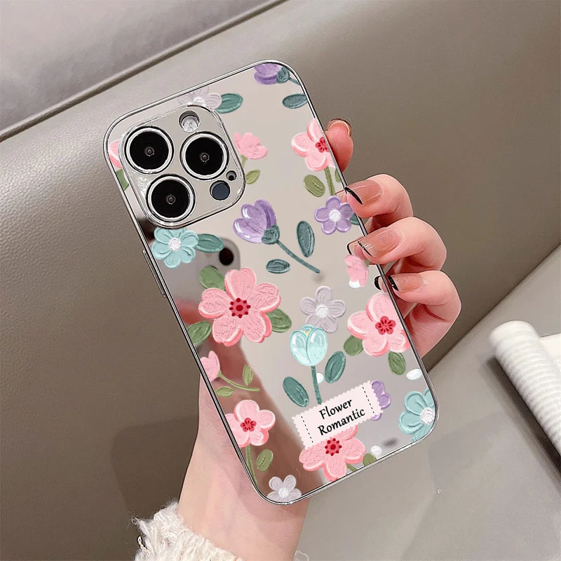 满屏油画花适用苹果16PROMAX手机壳iphone15/14PRO新华为mate60pro荣耀300女Pura70电镀镜面壳OPPOReno13/S20,3C数码配件,手机保护套/壳,淘宝优惠券,粉丝福利购,淘宝优惠卷