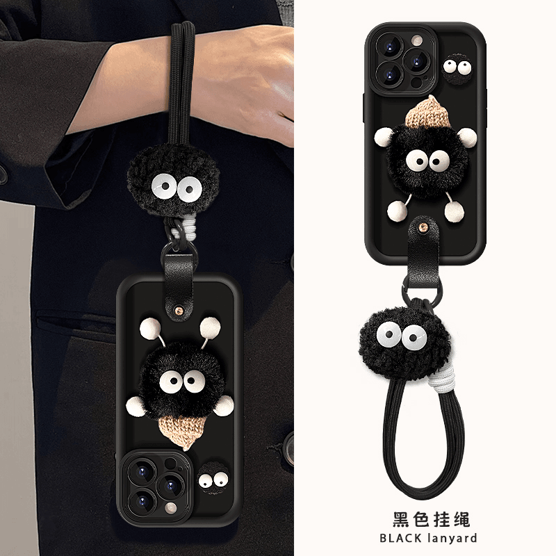 黑煤球公仔适用苹果16promax手机壳iphone15/14新华为mate60pro+女P70天眼阶梯OPPOReno12/S19/小米14