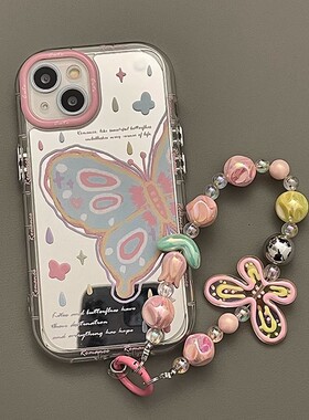 油画蝴蝶镜面适用VIVOX100手机壳s18pro新款Y200女x90s/x80/x70全包s17/s16/s15e高级感iqooz9x个性y78m/y35+