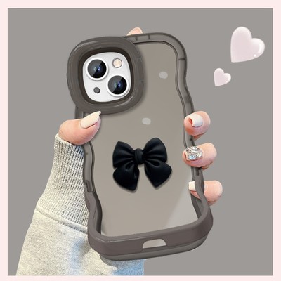 黑色立体蝴蝶结适用多型号手机壳