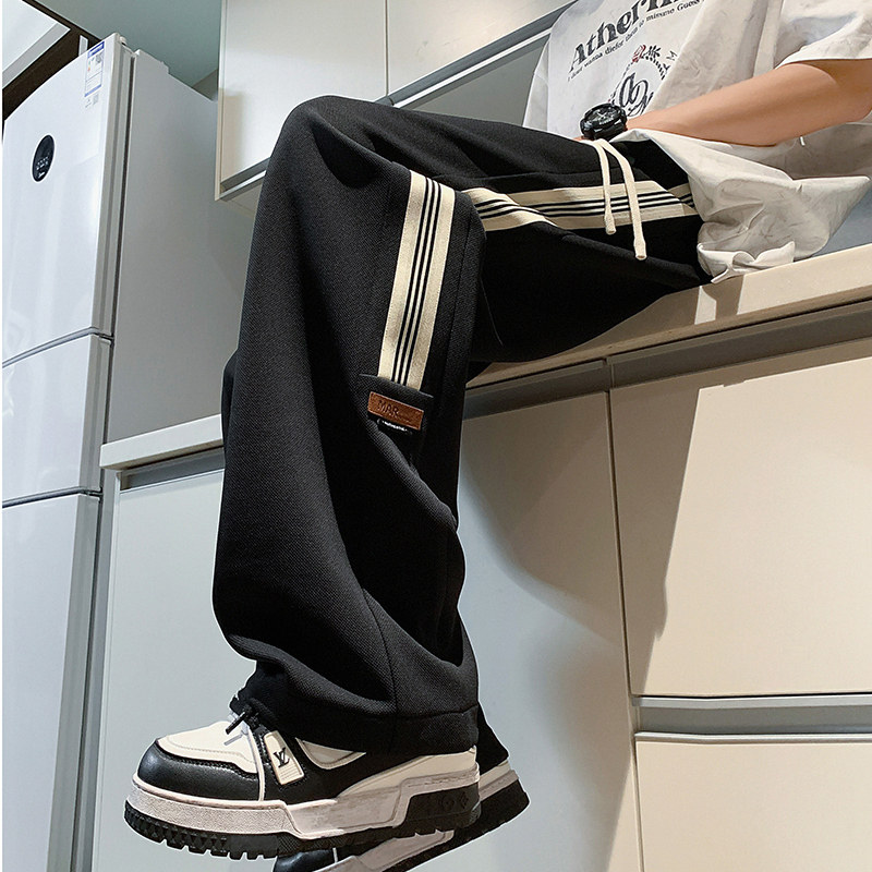休闲长裤男秋冬季2026新款宽松直筒垂感裤oversize港风阔腿拖地裤