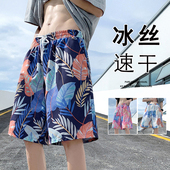 男夏季 宽松居家睡裤 薄款 沙滩裤 潮牌花短裤 可下水速干泳裤 大裤 衩子