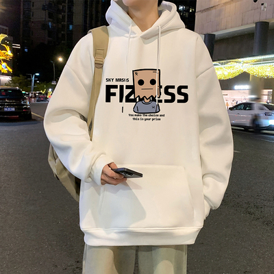 卫衣男秋冬季2025新款字母宽松美式大码帽衫港风男生运动休闲外套