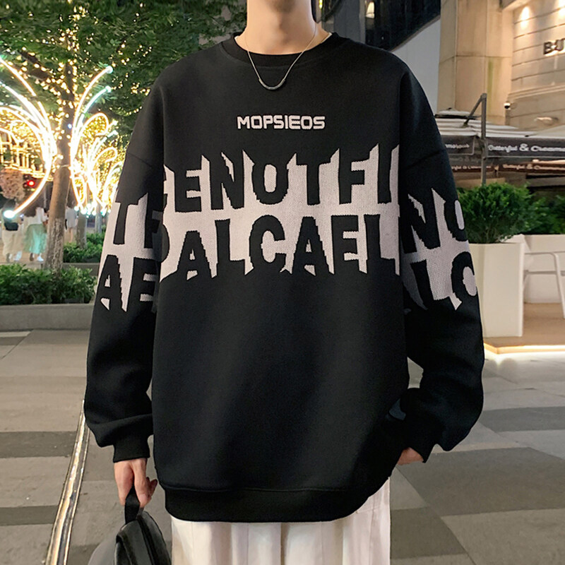 圆领卫衣男秋冬季2025新款休闲大码无帽上衣ins男生潮牌长袖外套