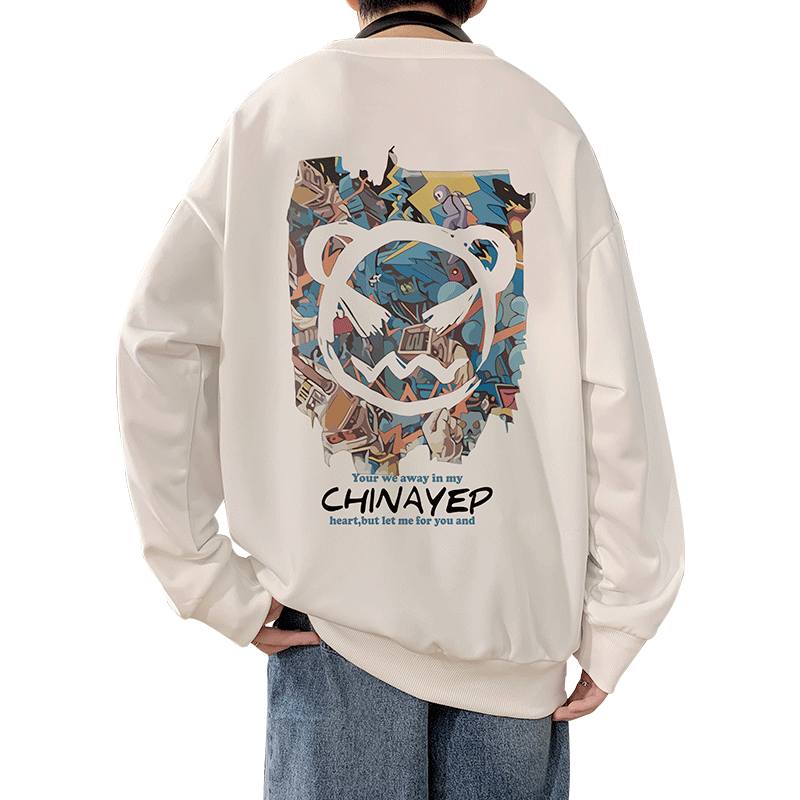 卫衣男秋冬季ins潮牌圆领打底衫美式长袖港风无帽外套宽松上衣服t