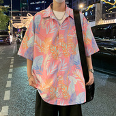 薄款 冰丝短袖 2026新款 男夏季 外套痞帅男生透气速干沙滩衬衣 花衬衫