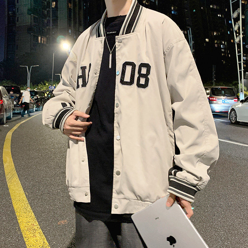 高街棒球服男春秋季外套港风夹克韩版潮流宽松字母立领情侣上衣服