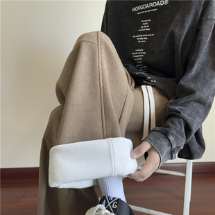 子男秋冬季 ins宽松潮牌加绒垂感直筒裤 2025新款 休闲弯刀裤 美式 裤