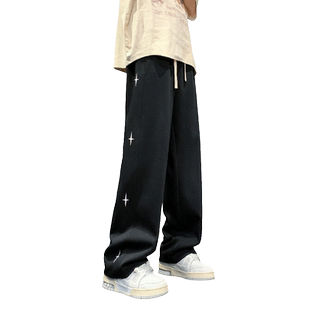 美式高街vibe运动裤子男秋冬季2026新款加绒阔腿宽松直筒休闲长裤