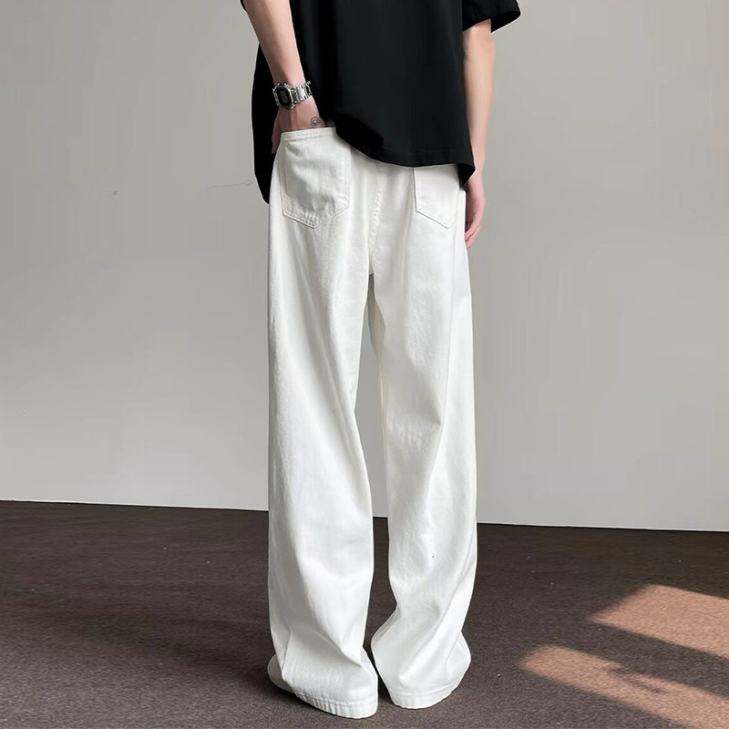 牛仔裤男夏季薄款宽松直筒裤舒适水洗长裤ins青少年复古休闲裤子