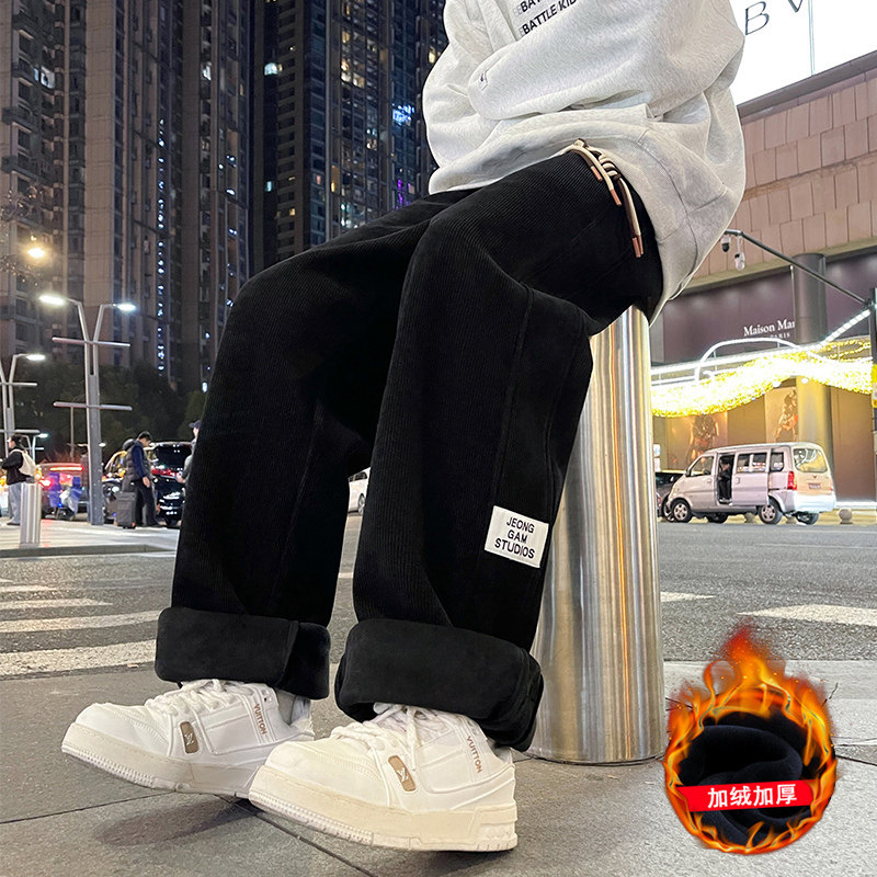 灯芯绒裤子男秋冬款2026新款雪尼尔美式潮流痞帅休闲长裤加绒加厚