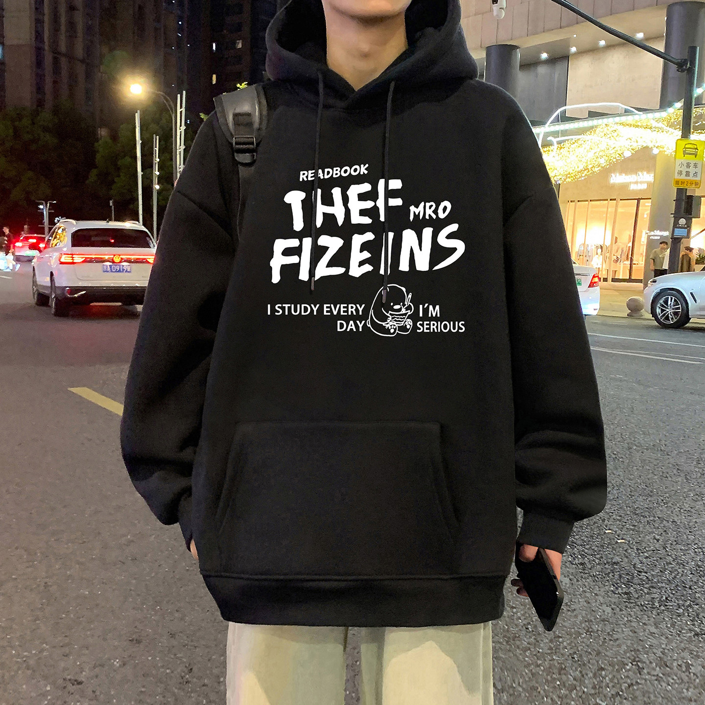 连帽卫衣男春秋季重磅宽松套头帽衫oversize新款休闲美式长袖外套
