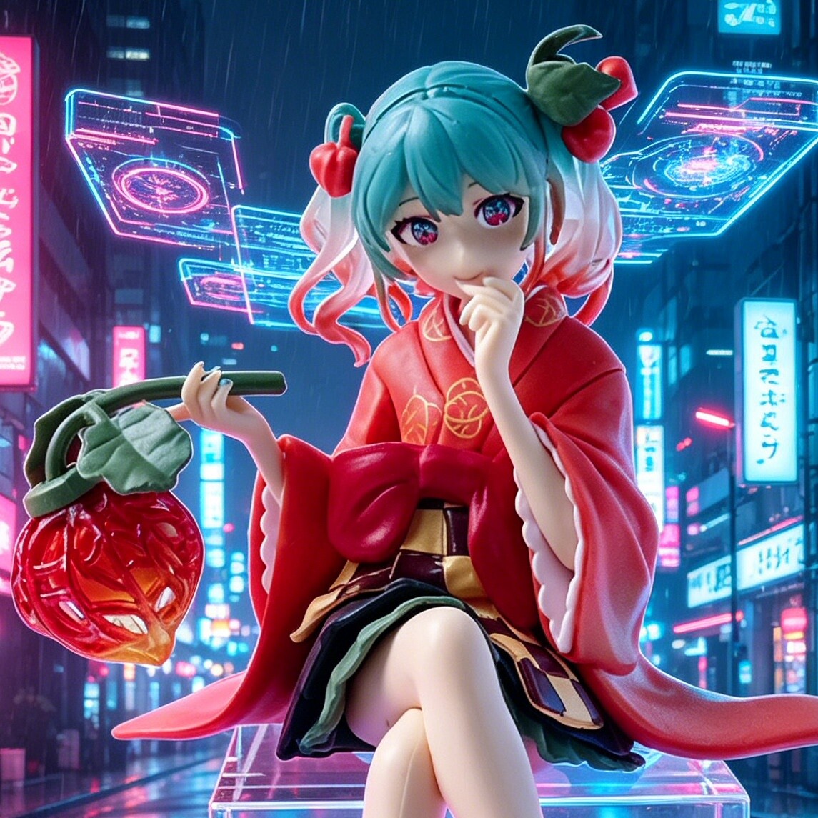 现货初音未来灯笼果仙子和服PVC手办模型日本动漫收藏车载压泡面