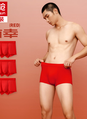 三枪内裤男女马年2026年本命年大红色短裤保暖套装袜子红底裤裤头
